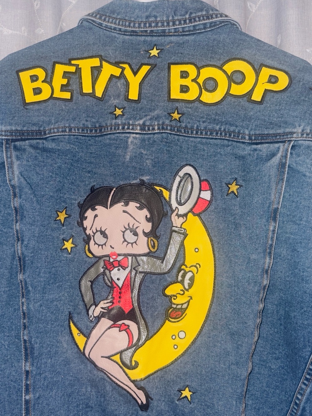 Betty Boop Denim Jacket - Blue with Yellow Graphic
